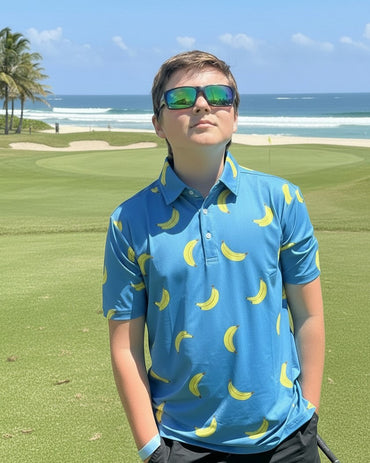 Gone Bananas Sky Blue Youth Polo