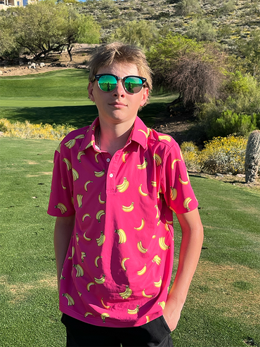 Gone Bananas Youth/Teen Polo - Pink Glo