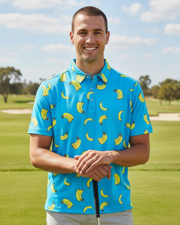 Gone Bananas Mens Polo - Sky Blue