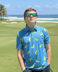 Gone Bananas Sky Blue Youth Polo